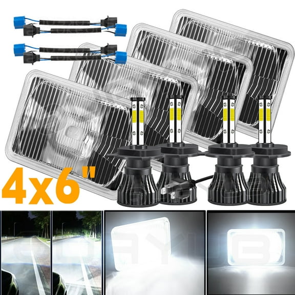 Quayub 4pcs 4x6" inch LED Headlight Hi/Lo Sealed Beam For Chevrolet Caprice 1977-1986