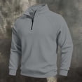thumbnail image 2 of hotojiny Quarter Zip Pullover for Mens Stand Collar Windproof Sweatshirt Long Sleeve Casual Warm Gym Athletic Shirt(Gray,Small), 2 of 7