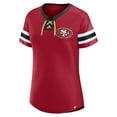thumbnail image 2 of Women's-Fanatics  Scarlet San Francisco 49ers Lace-Up Bling T-Shirt, 2 of 3