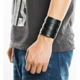 thumbnail image 2 of Mens Leather Wide Triple Straps Wrap Gauntlet Wristband Bracelet Buckle Fastening Arm Armor Cuff Bracelet, 2 of 7