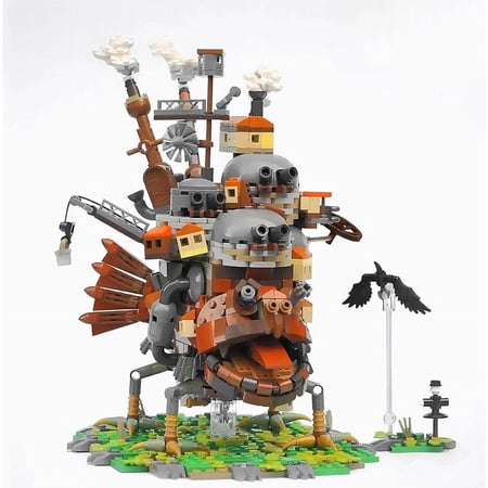 Moving Castle Building Blocks Set MOC Model with Base Anime Style Bricks Toy Gif
