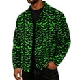 thumbnail image 3 of GrmtClth Retro Mens Halloween Raven Pattern Lapel Jacket Long Sleeve Snap Buttons Relaxed Fit Halloween Night Out Outerwear Green 3XL, 3 of 6