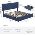 thumbnail image 2 of Ourlova Full Size Bed Frame with 4 Storage Drawers and Adjustable Headboard Linen Upholstered Platform Bed Frame Diamond Stitched Button Tufted No Box Spring Needed Blue, 2 of 6