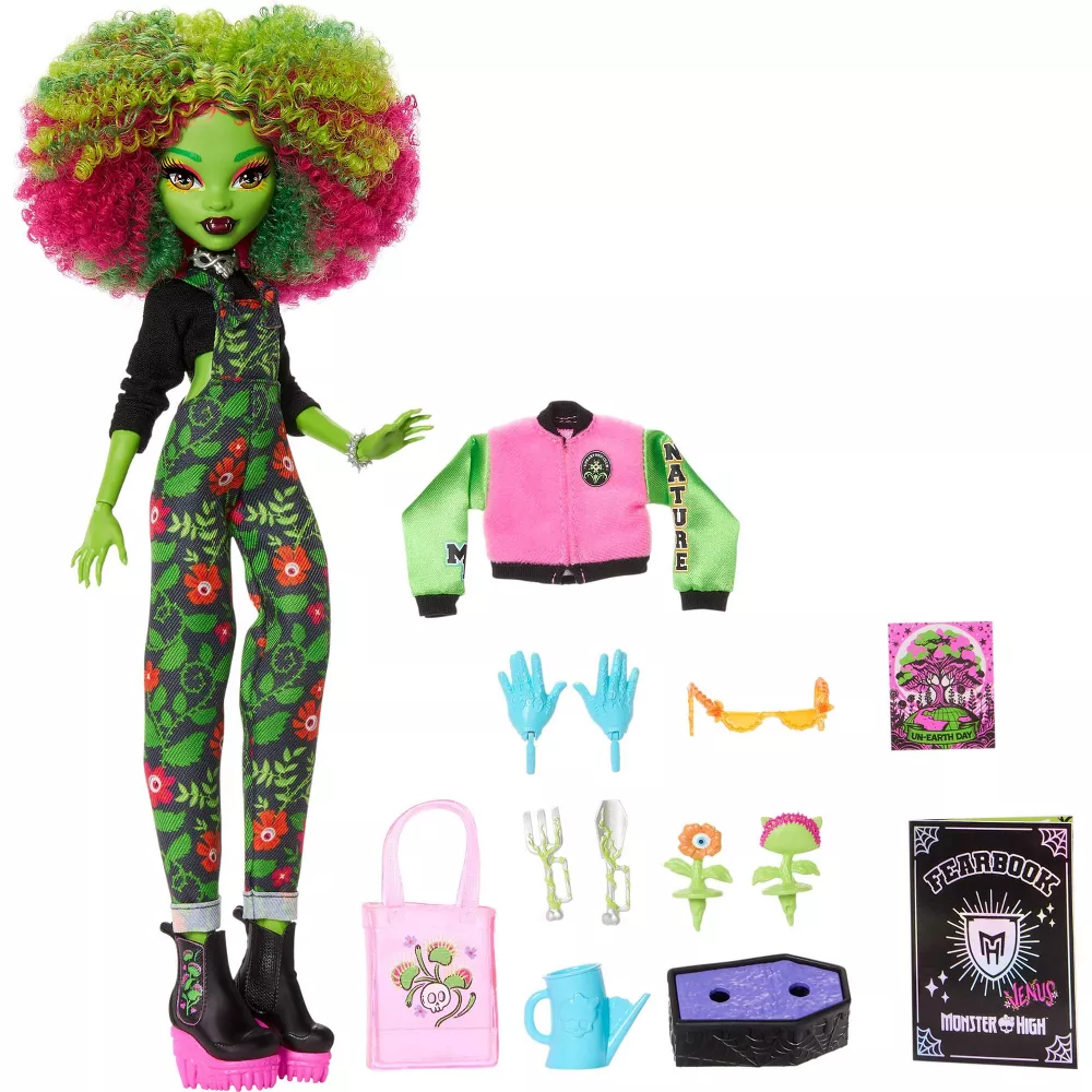 Monster High Fearbook Venus McFlytrap Fashion Doll with Yearbook and Unearthed Club Accessories