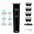 thumbnail image 5 of Men Pro Electric Hair Clippers Beard Trimmer Sharp Steel Blade 120Min Battery USB-C Rechargeable 4 Limit Combs Cordless Barber Shaving Machine Home Haircut Grooming Kit Black One Click Switch For Use, 5 of 9
