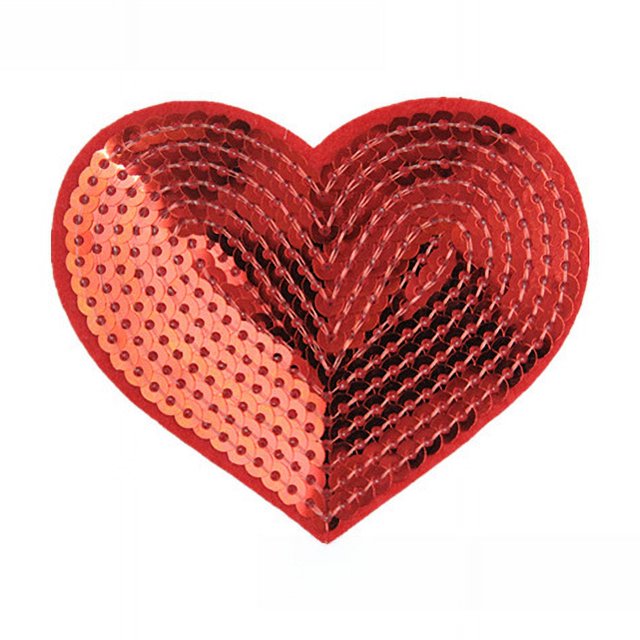Pegatinas de tela con forma de corazón con lentejuelas bordadas por computadora, parches de tela con forma de estrella de cinco puntas, parches para ropa, pegatinas de tarjetas