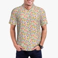 thumbnail image 2 of Balery Watercolor Wildflowers Printed Men’s Short Sleeve Polo Shirt, Midweight Men's Shirt,Golf Polo shirts -Large, 2 of 8