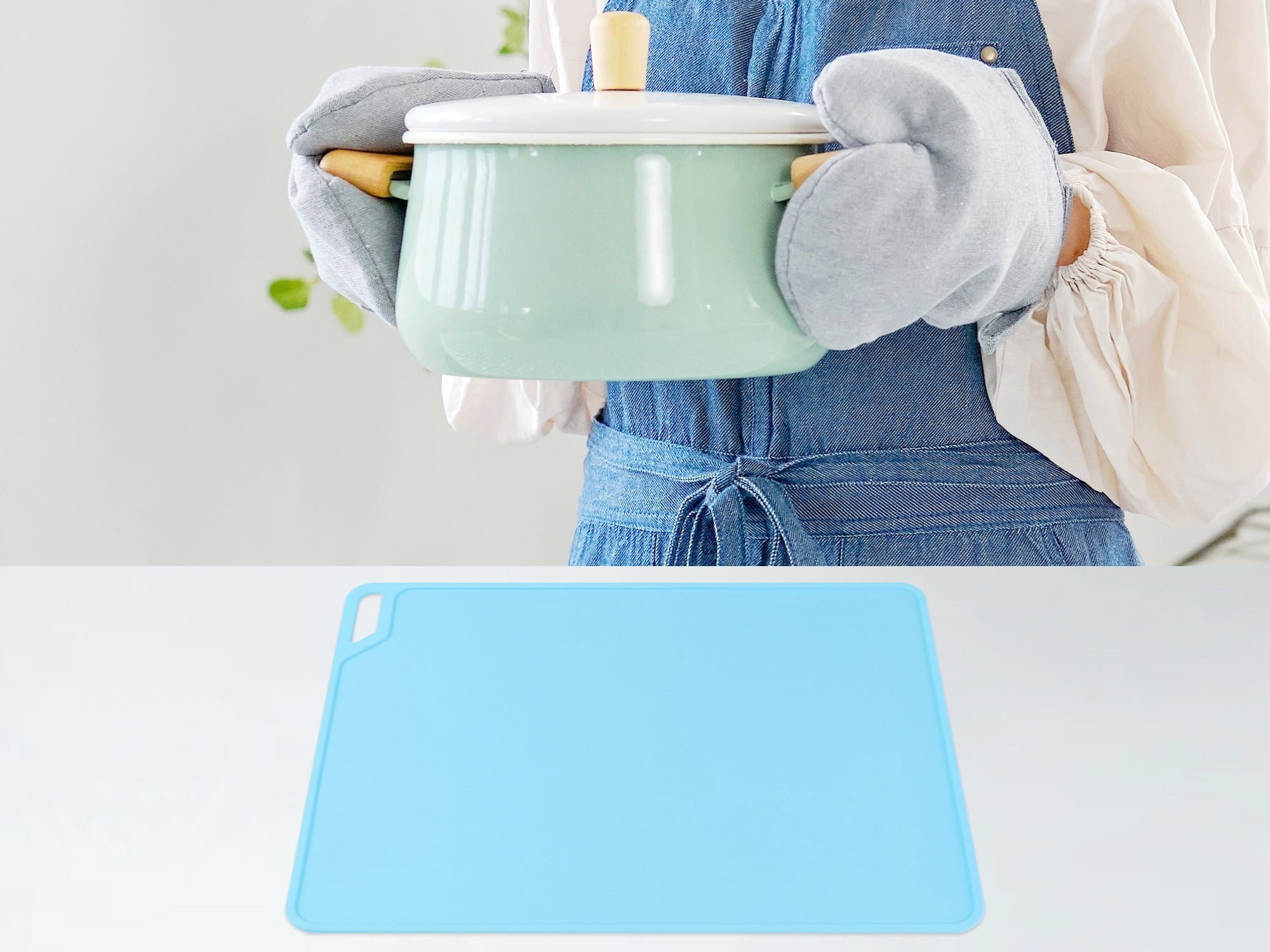Unique Bargains Set of 6 Silicone Placemats for Kitchen Dining Table Decor Light Blue