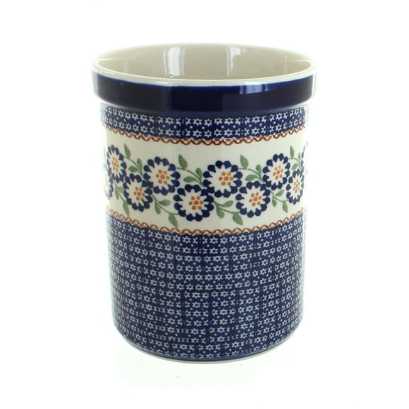 Blue Rose Polish Pottery Peach Blossom Utensil Jar