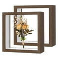 thumbnail image 1 of Marco de Flores Secas de 2 Piezas, 6 x 6 Pulgadas, Marco Flotante de Flores Secas de Acrílico Doble de Madera [Café], 1 of 7