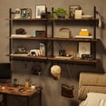 thumbnail image 4 of 3 Tier Industrial Pipe Shelving, Floating Book Shelves for Wall, Storage Hanging Shelves with Towel Bar for Bathroom Organizer Bedroom Kitchen Plants Office. 31.5 Inch Rustic Brown, 4 of 8