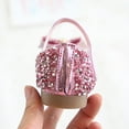 thumbnail image 4 of Otqutp Toddler Girls Closed Toe Ankle Sequins Bow Sneakers with Strap Low Heel Rubber Sole Dress Dance Uniform Shoes, 4 of 5