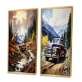 thumbnail image 3 of Designart "Brown Pickup Truck Mountain III" Pickup Truck Framed Wall Art Set Of 2 - Brown Transportation Gallery Wall Frame Set For Home Decor, 3 of 7