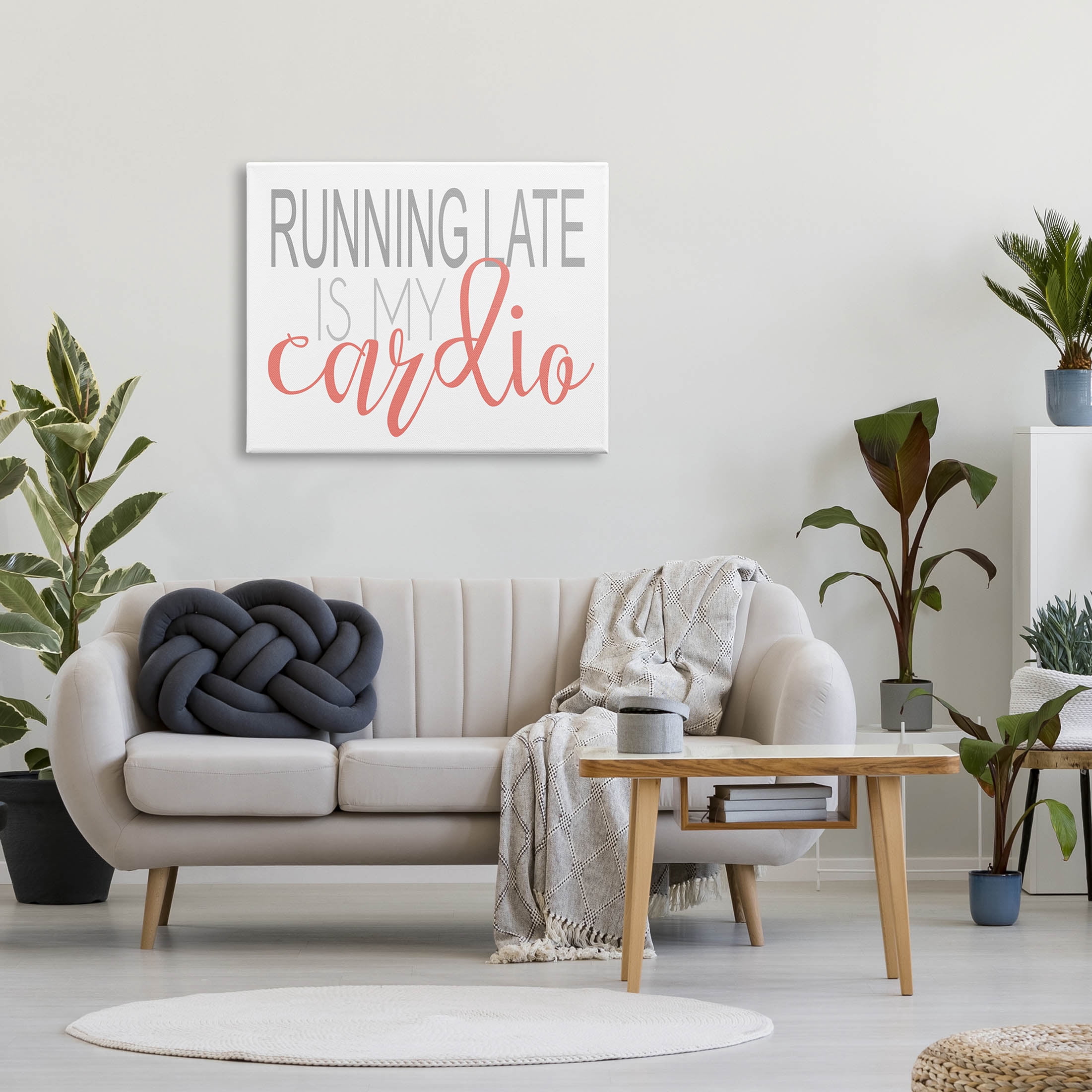 Stupell Industries Running Late Is My Cardio Funny Graphic Art Gallery Wrapped Canvas Print Wall Art, Design by Alli Rogosich