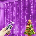 thumbnail image 3 of Cortina de luces LED de 8 modos de 3 m con control remoto, decoraciones navideñas para el hogar, guirnaldas navideñas para bodas, Año Nuevo, Feliz Navidad, 3 of 5