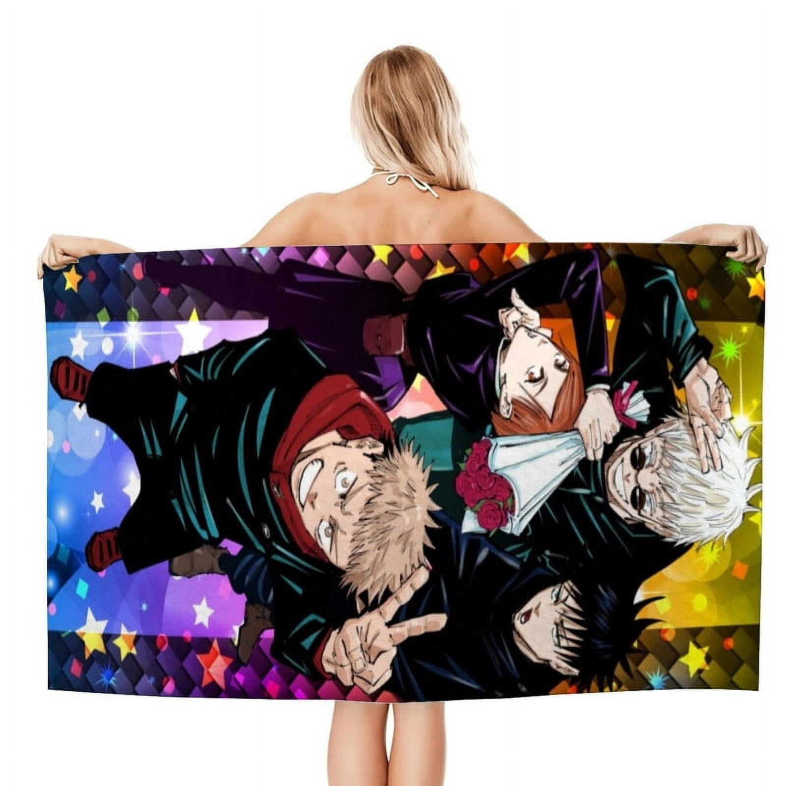 Jujutsu Kaisen Satoru Gojo Geto Suguru Anime Gifts Beach Towel for Teens Women Kids Birthday Bath Outdoor Quick Dry Lightweight 30.7×51in