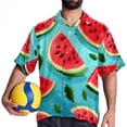 thumbnail image 4 of Watermelon Men's Short Sleeve Printed Button Down Beach, Casual, Poplin Shirts for Summer Vacation, 4 of 6