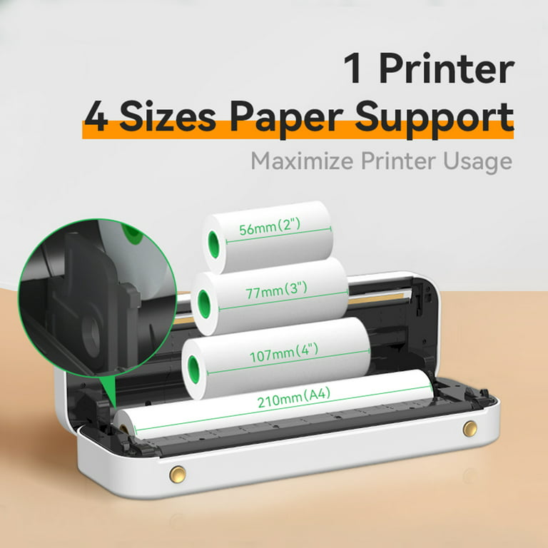 aflange utålmodig sjæl PeriPage Portable Printer, A4 Wireless Bluetooth Travel Printer, Thermal  Printer Compatible with Android and Ios, Support 2''/3''/4' Paper Width  Printing PDF File - Walmart.com