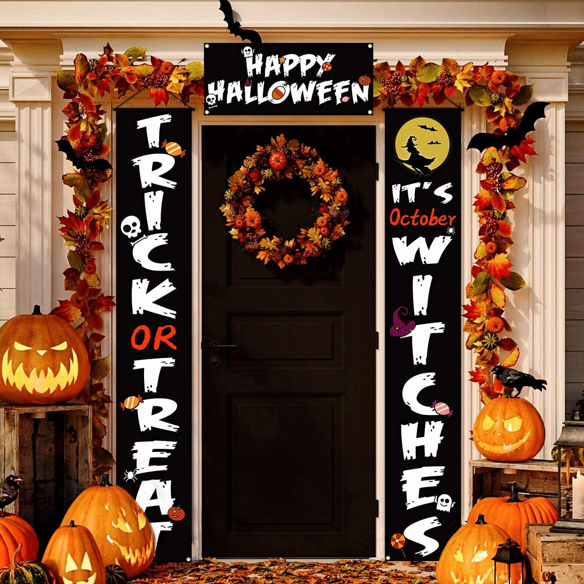 Halloween Decorations Inside Outside New Trick Or Treat Front Or Back Door Sign