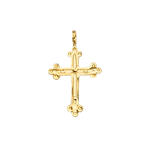 Wellingsale 14k Yellow Gold Cross Religious Pendant (Size : 24 x 15 mm)