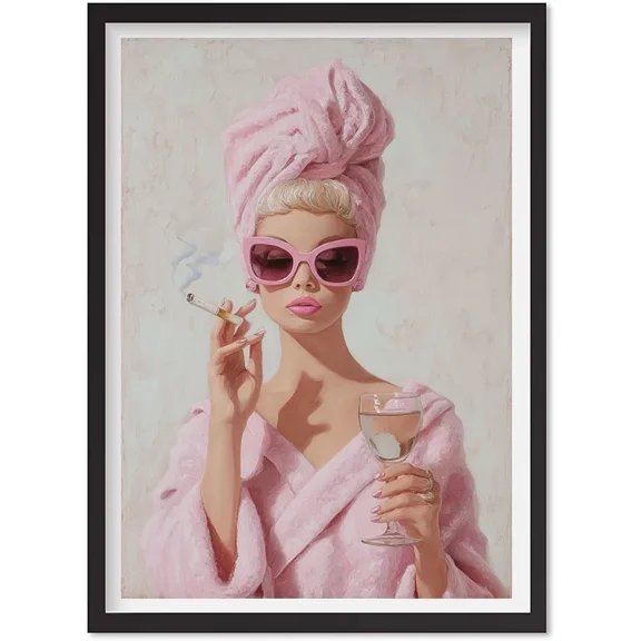 Retro 90S Doll Art Print | Pink Fashion Wall Poster | Y2K Girly Room Decor, Matte Canvas Stretched, Posters for Room Bedroom Living Room Bathroom Wall Decor, Posters & Art Prints, Gift.