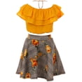 thumbnail image 4 of Little Girl 3 Pieces Girls Ruffle Top Flower Skirt Party Clothing Dress Set Mustard 6 JKS 2130S BNY Corner, 4 of 5