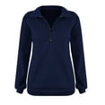 thumbnail image 3 of Topvent Sweatshirts Women Oversized Half Zip Pullover Long Sleeve Quarter Zip Hoodie Sweater Teen Girls Fall Blouse Clothes Trendy Hoodies Top Dark Blue XXL, 3 of 3