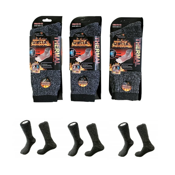 Dependable Industries 3 Pair Men's Unisex Heat Thick Insulated Extreme Cold Weather Winter Boot Thermal Heated Socks 10-13