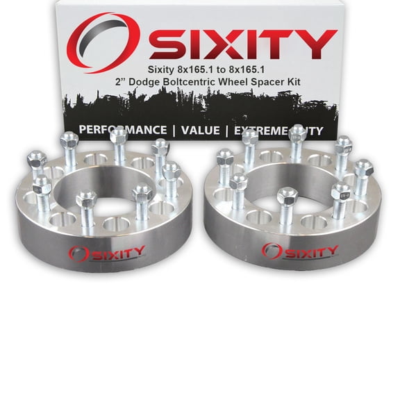 Sixity Auto 2 pc 2" 8x165.1 Wheel Spacers compatible with Dodge Ram 2500 9/16-18tpi 1.75in Studs Lugs