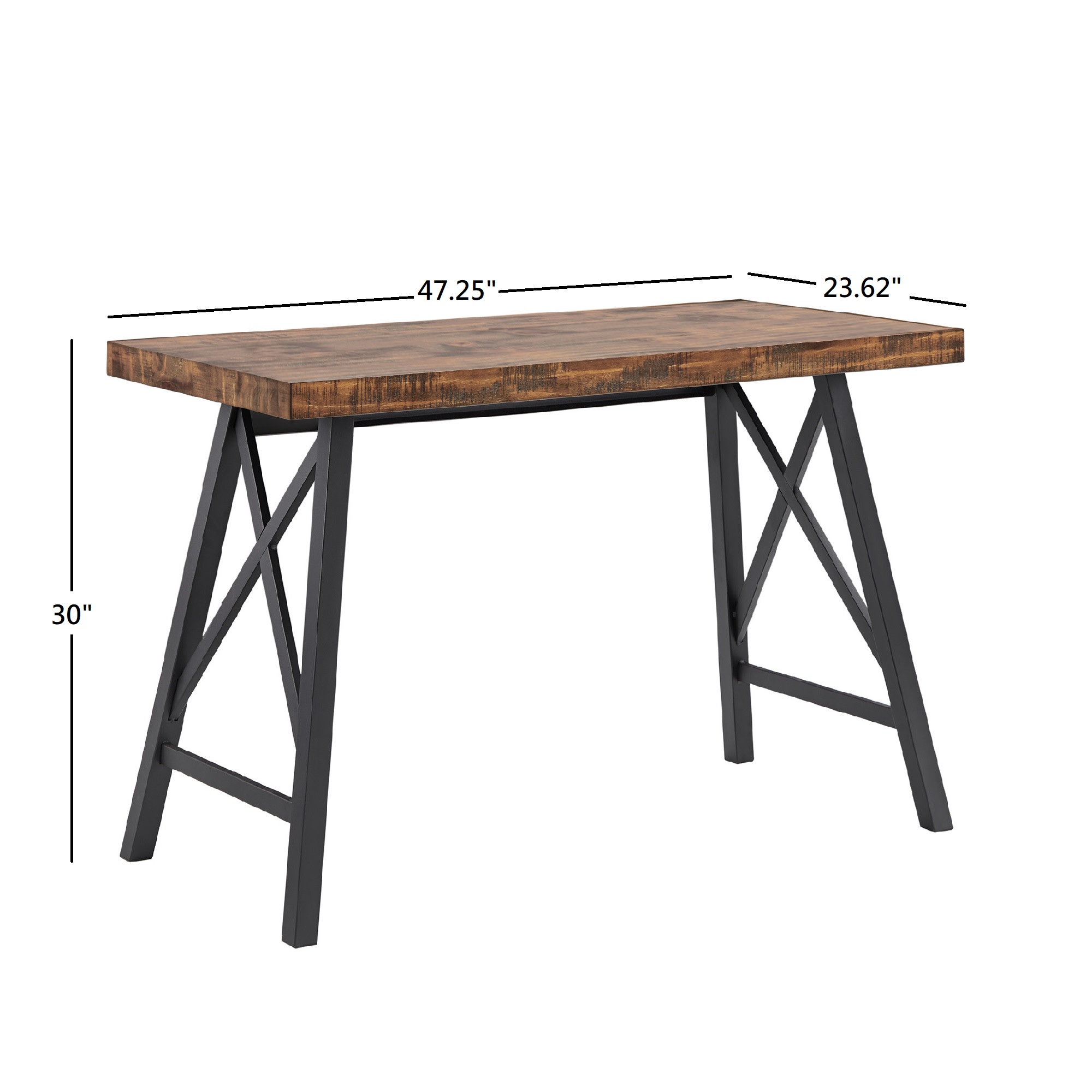 Weston Home Westyn Rustic X-Base Desk,Brown Finish