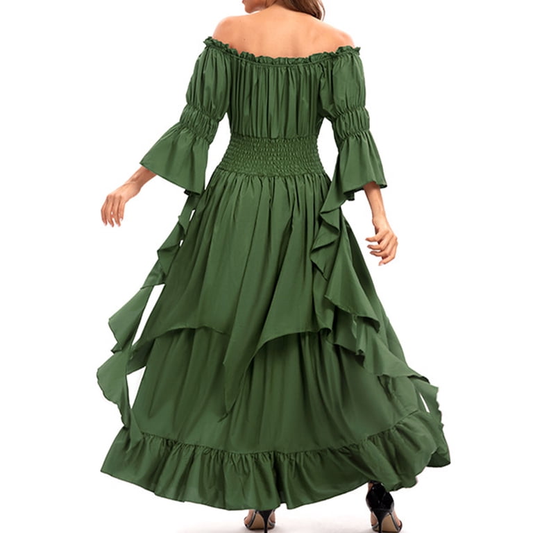 long flowy vintage dresses Women's Casual Long Sleeve V Neck Vintage Smocked Waist Flowy Midi Dress main image 1
