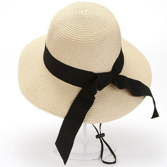 AIGIA Beach Hats for Women Wide Brim Sun Straw Hat UPF 50 UV Sun Protection Sun Hat Floppy Sun Hat Foldable Roll Up Cap 