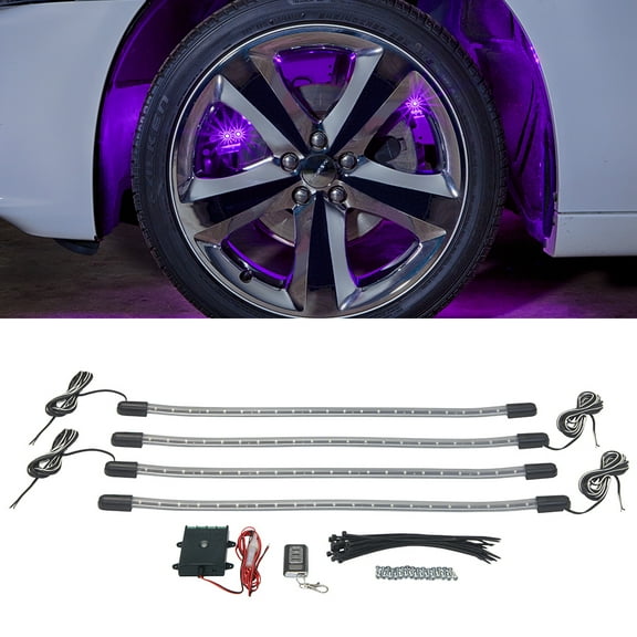 LEDGlow 4pc Purple LED Wheel Well Lighting Kit