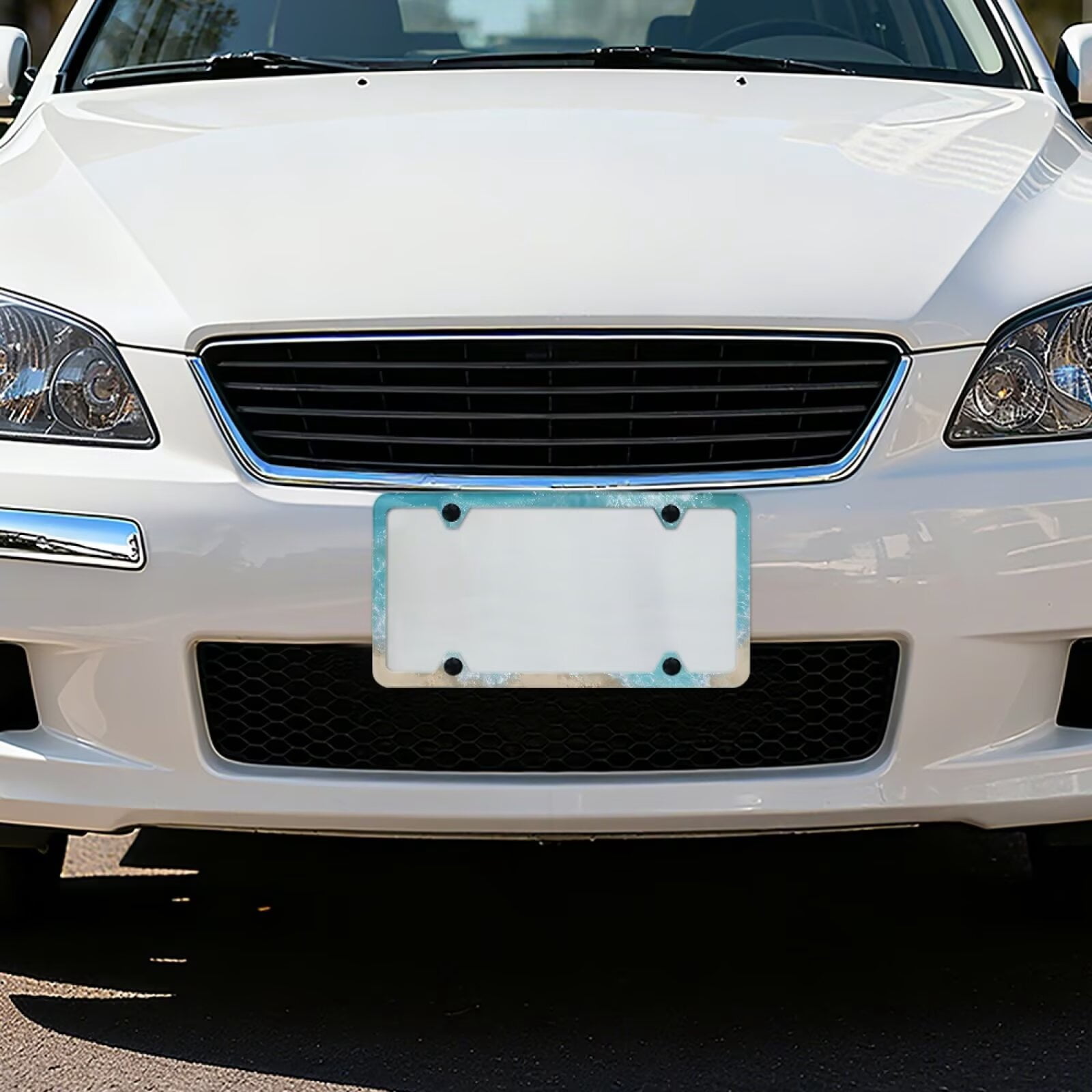 Jeiento Beach Style 2 PCS License Plate Frames with 4 Holes Rounded Corner Licence Plate Frame and Screws Slim Design for Standard US Vehicles