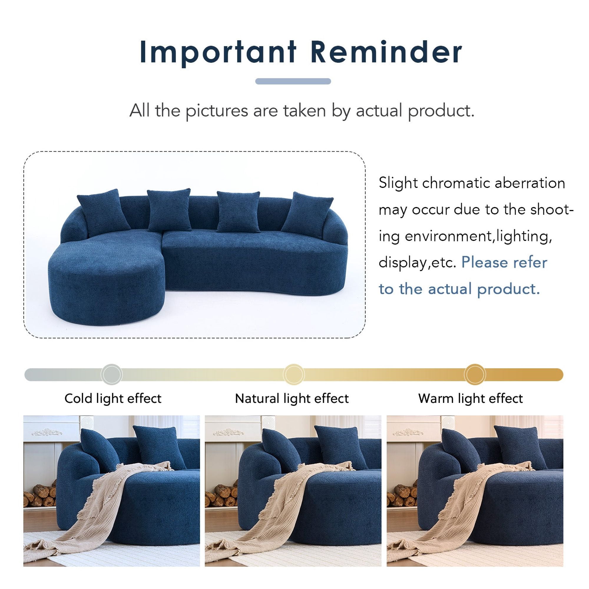 Sailvan L-Shape Sectional Sofa, 30D High-Density Foam Modular Chenille Couch for Living Room