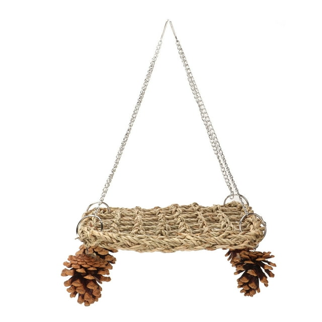 Swing de Pastos Marinos de Pájaros, Decoración de Piña Segura de la Neta de Loros Multifuncional Hado A Mano de Hamaca Hecha para Loros