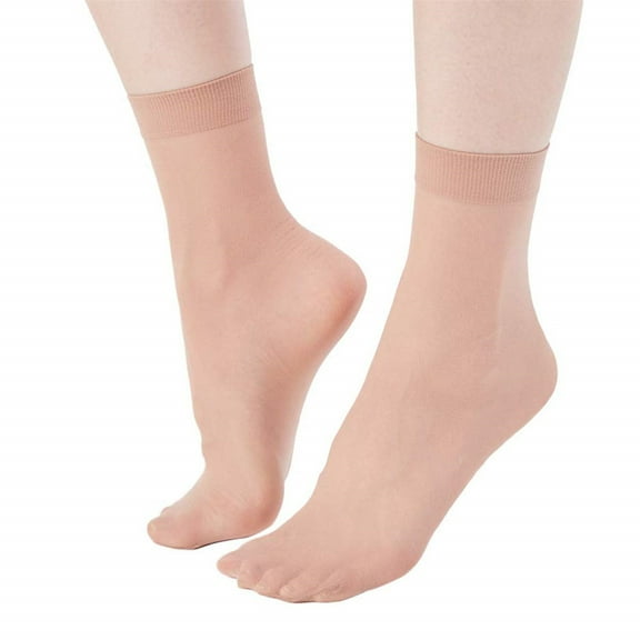 10 Pairs Women's Silky Anti-Slip Cotton Sole Sheer Ankle High Tights Hosiery Socks Reinforced Toe 10 Pairs Women's Ankle High Sheer Socks