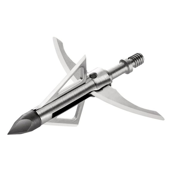 Gravedigger 4-Blade Hunting Mechanical Broadhead with Chisel Tip - 100 Grains | 1" Fixed 1.75" Mechanical Cutting Diameter | 3 Pack