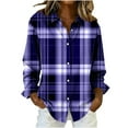 thumbnail image 2 of Dressy Plaid Shirts for Women Casual Long Sleeve Lapel Button Down Blouse Oversized Fall Winter Shirt Jackets, 2 of 3