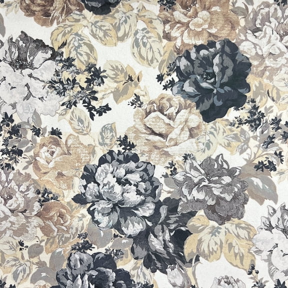 Decora Furnishings Velvet Floral Design Upholstery Fabric By The Yard Beige
