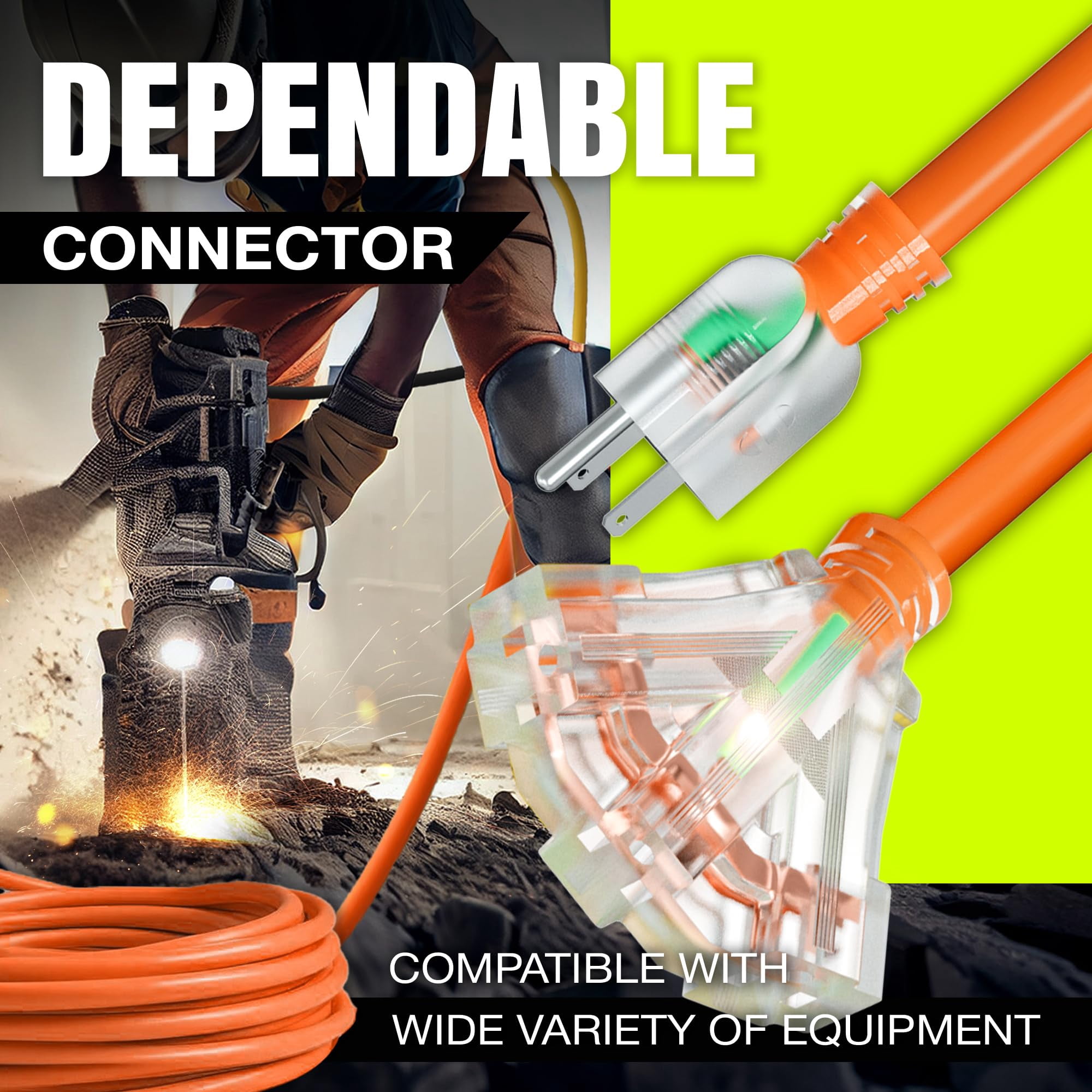 75ft Outdoor/Indoor Extension Cord 3-Outlet 12/3 Gauge Extra Heavy Duty ETL Listed, 3 Prong SJTW, Waterproof, Flexible Cold-Resistant Long Power Cord,125 Amp 1875W, Orange by LifeSupplyUSA