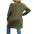 thumbnail image 4 of Women‘s Long Sleeve Cable Knit Sweater Open Front Cardigan Button Down Loose Outerwear Light Blue M, 4 of 7