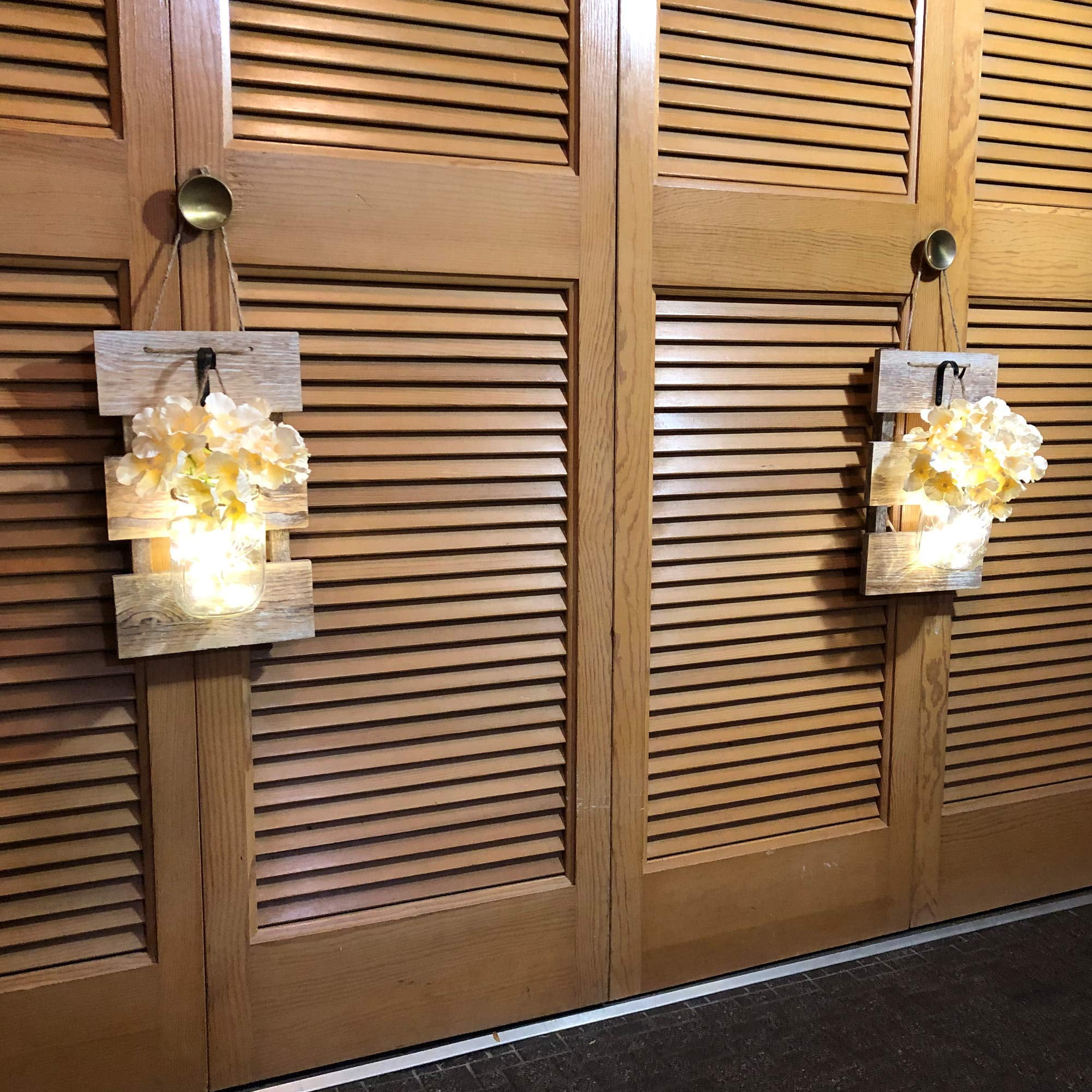 LED Fairy Lights with Automatic On and Off Timer Vintage Wall Hanging Decor Home Decorative Lighting Besuerte Mason Jar Wall Sconces Rustic Brown Set