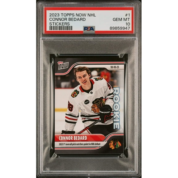 Graded 2023 Topps Now NHL Connor Bedard #1 Stickers Rookie RC Hockey Card PSA 10 Gem Mint