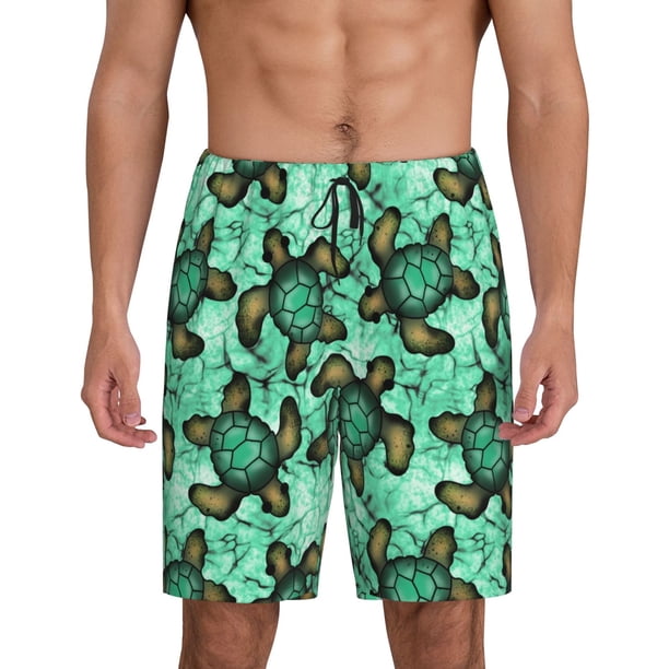 Fotbe Sea Turtle Pantalones Cortos de Pijama para Hombre, Ropa de Dormir, Pantalones de Pijama Cortos para Hombre-3X-Large
