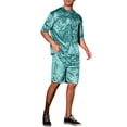 thumbnail image 5 of INSPIRE CHIC Men's Summer Short Sleeve Party T-Shirt & Shorts Velour Set L Blue, 5 of 6
