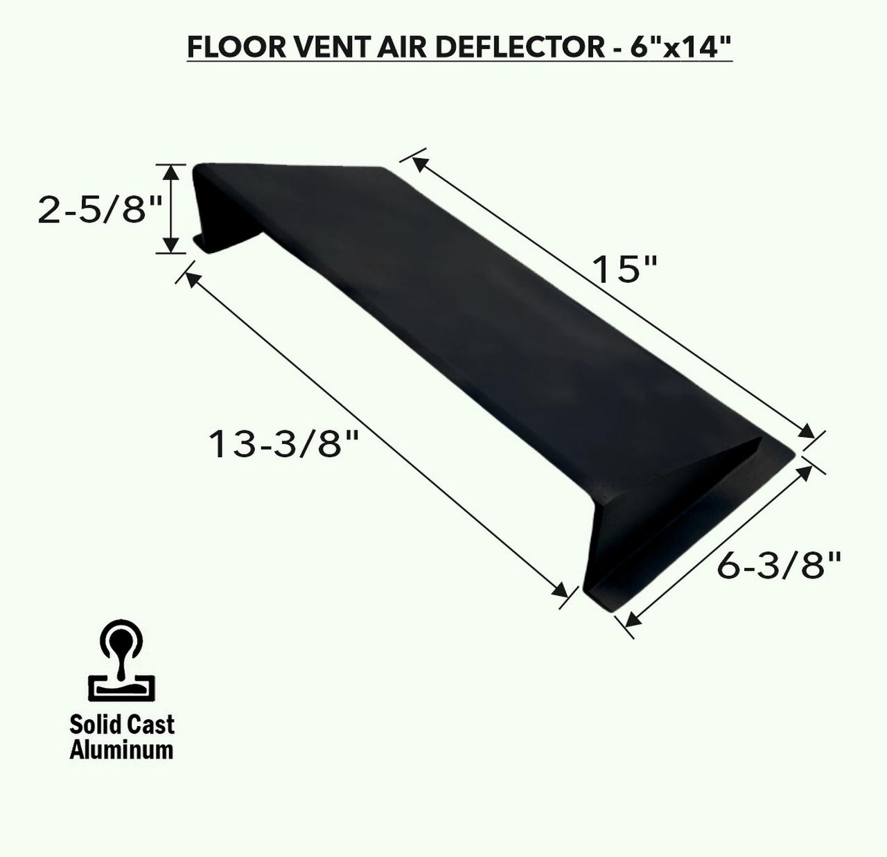 Solid Metal Deflector 6"x14" Unbreakable Cast Aluminum | Air & Heat Diverter