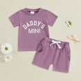 thumbnail image 2 of Hessimy Toddler Girl Cotton Short Sleeve T-Shirt Shorts Set Outfits with Pockets,Stretchy Waist Comfort(Purple,18-24 Months), 2 of 4