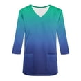 thumbnail image 3 of Womens Workout Uniforms, Scrub Tops for Women Fall Plus Size Fashion Loose Fit Ombre Tie Dye V Neck Long Sleeve Shirts with Pockets, 3 of 3