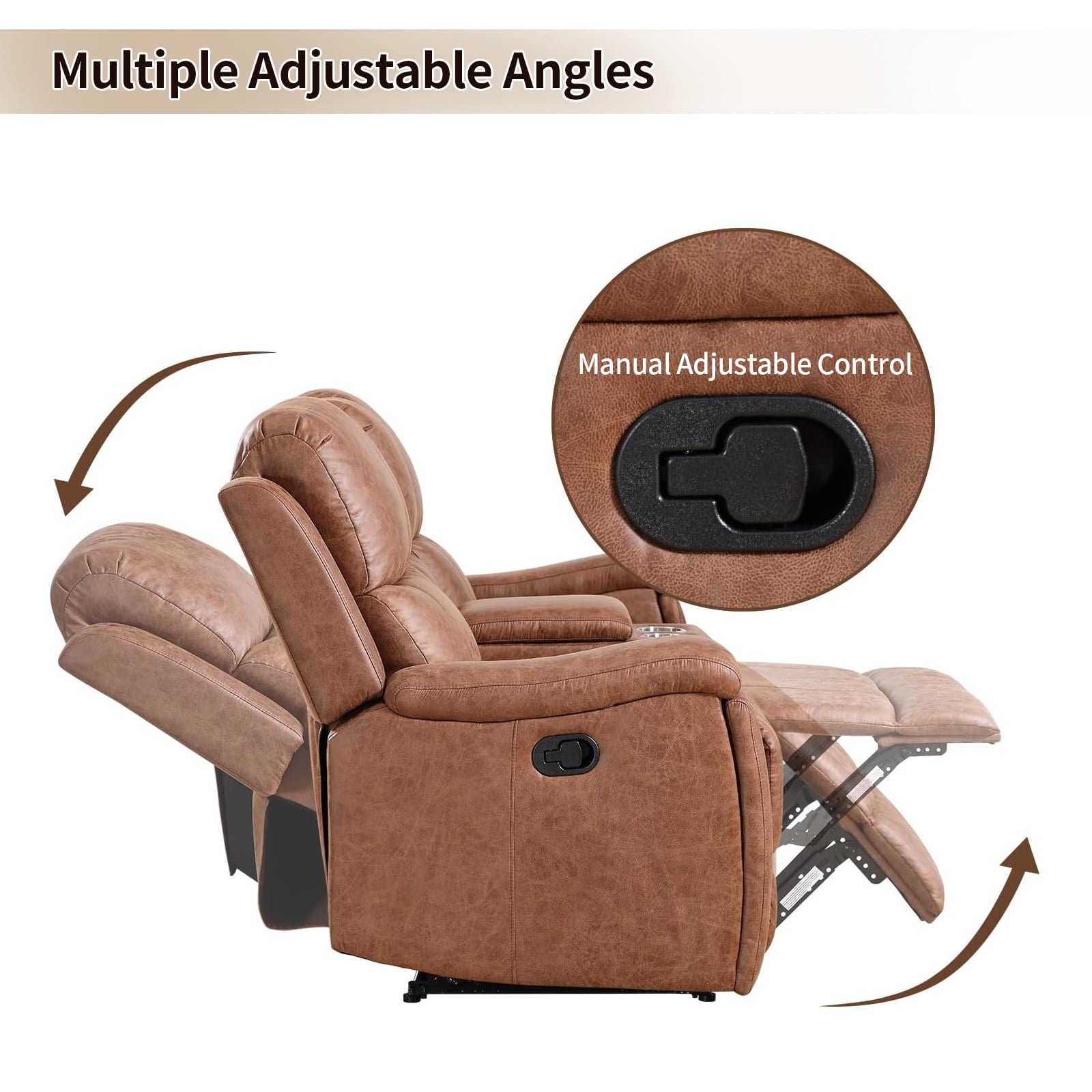 Bonzy Home Manual Reclining Chair Double Recliner Loveseat Sofa with Console Hidden Storage and Cup Holders,Sofa Set for Living Room
